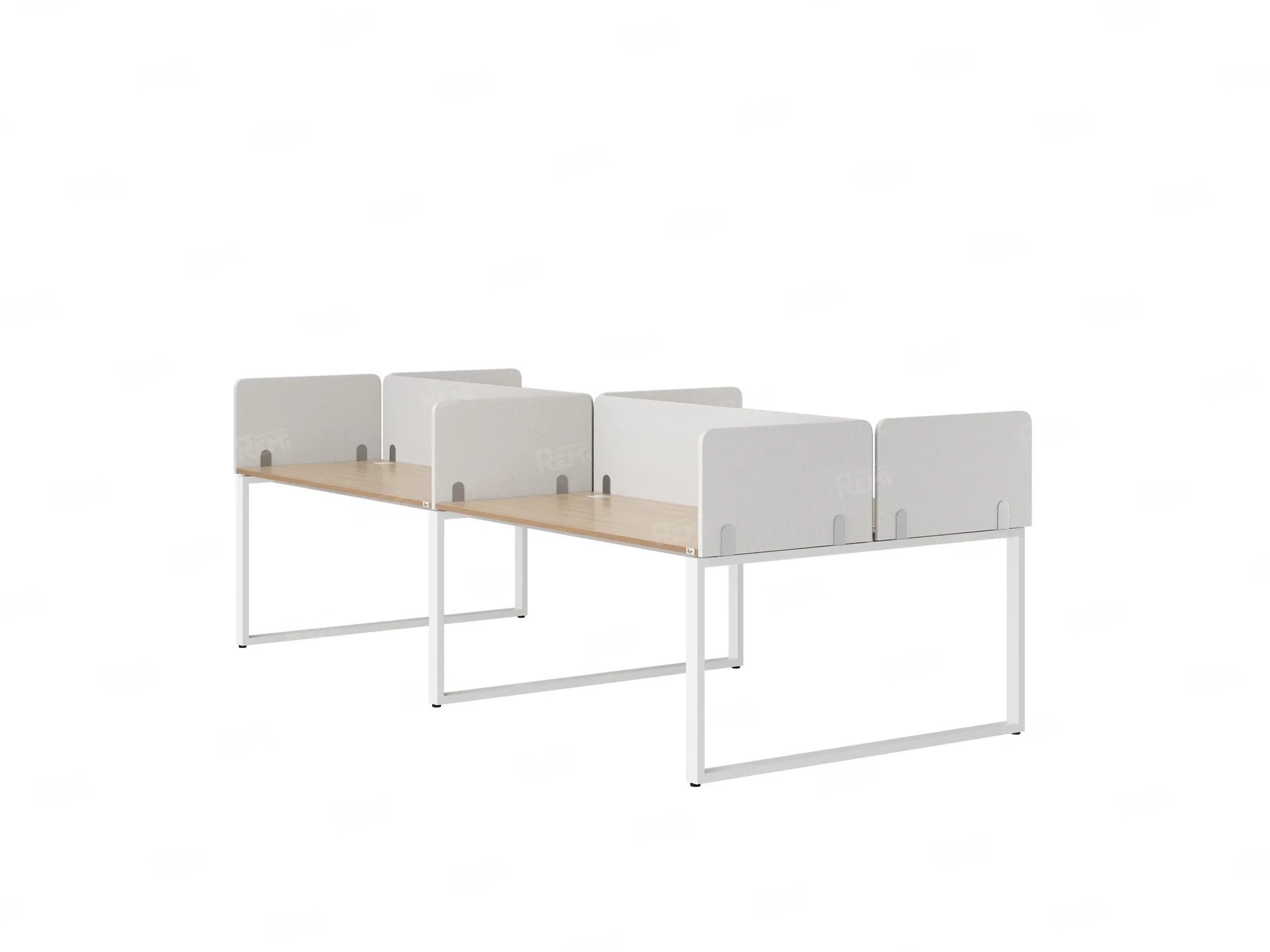 Бенч-система, 4 рабочих места, на О-образных опорах, 8 тканевых экранов 2800x1200x750 RM170-1-14x12 Вяз Швейцарский светлый/Белый