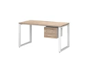 Стол прямой с подвесной тумбой 2 ящика, О-опора 1800x600x750 RM037-18x6 Дуб Маувелла/Белый