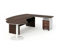 BRL RB073-255x200R Стол рук-ля R угловой с брифингом и тумбой 3 ящика 2550х2000х760 Венге/Белый