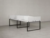 Бенч-система, 4 рабочих места, на О-образных опорах, 8 ЛДСП экранов 2800x1200x750 RM170-1-14x12 Белый/Черный