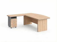 BRL RB071-180x200L Стол рук-ля угловой L с тумбой 3 ящика 1800х2000х760 Акация/Серый вулканический