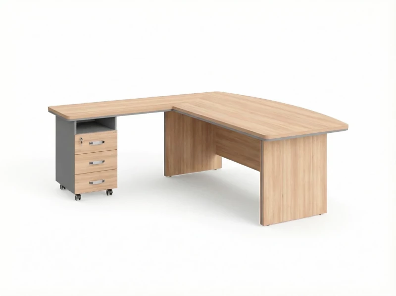 BRL RB071-180x200L Стол рук-ля угловой L с тумбой 3 ящика 1800х2000х760 Акация/Серый вулканический