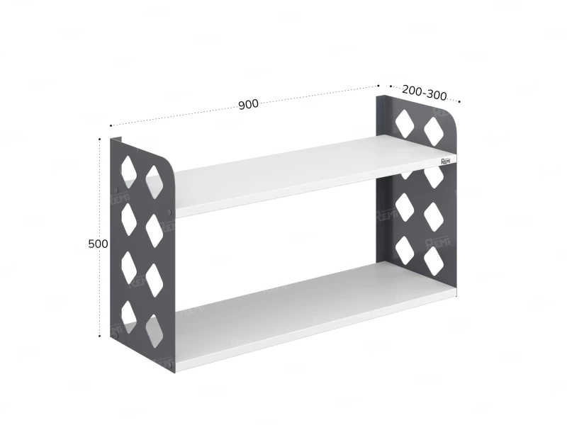 Полка настенная 900x200x500 RM192-90x20 Белый/Серый