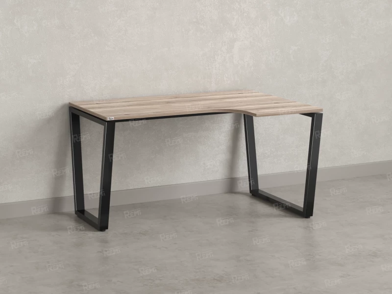 Стол угловой, U-опора, правый 1600x900/1200x750, RM050-16x9-12 Дуб Маувелла/Черный