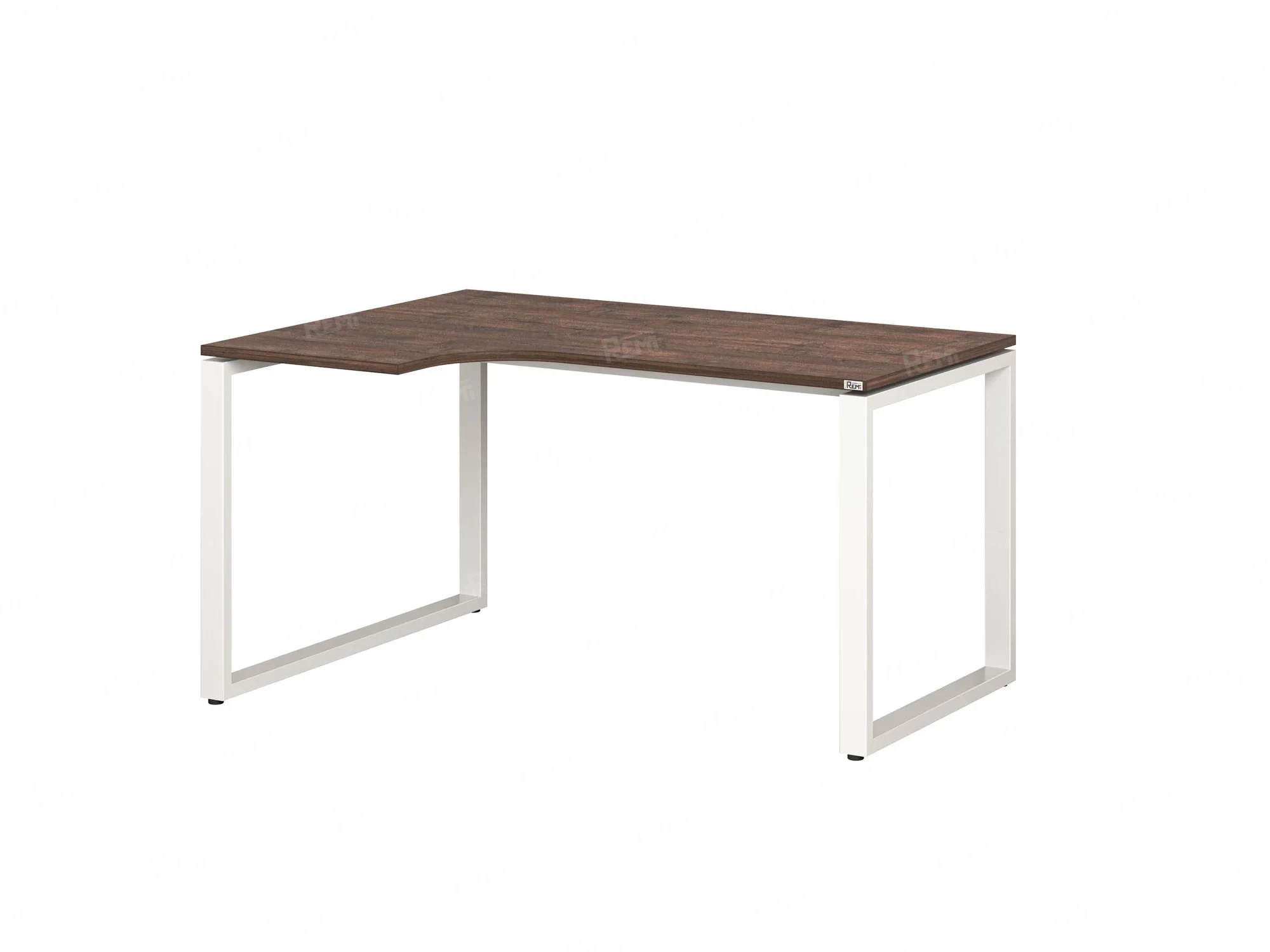 Стол угловой, О-опора, левый 1400x800/1000x750, RM055-14x8-10 Дуб Апрельский шоколад/Белый