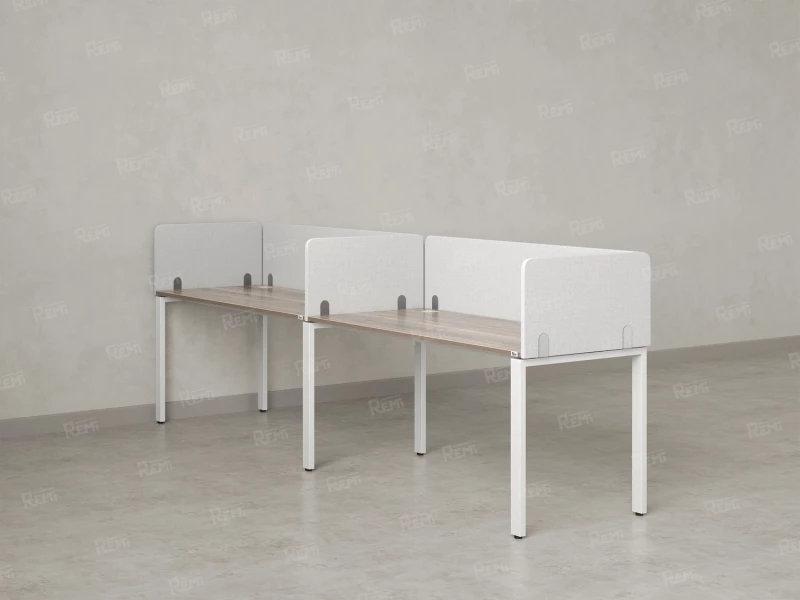 Бенч-система в 1 ряд, 2 рабочих места 5 тканевых экранов 2400x700x750 RM167-1-24x7 Дуб Маувелла/Белый