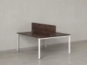 Бенч-система, 2 рабочих места, с одним экраном ЛДСП 1400x1400x750 RM165-2-14x14 Дуб Апрельский шоколад/Белый