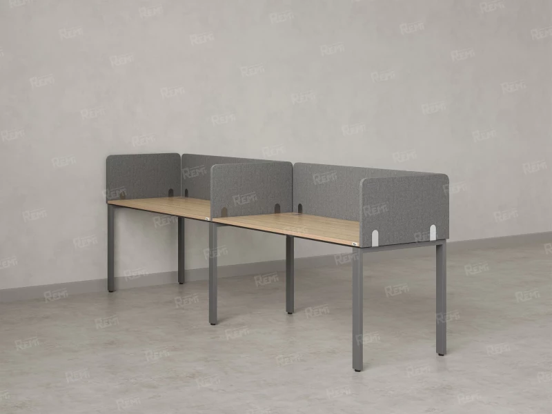 Бенч-система в 1 ряд, 2 рабочих места 5 тканевых экранов 3200x800x750 RM167-1-32x8 Вяз Швейцарский светлый/Серый