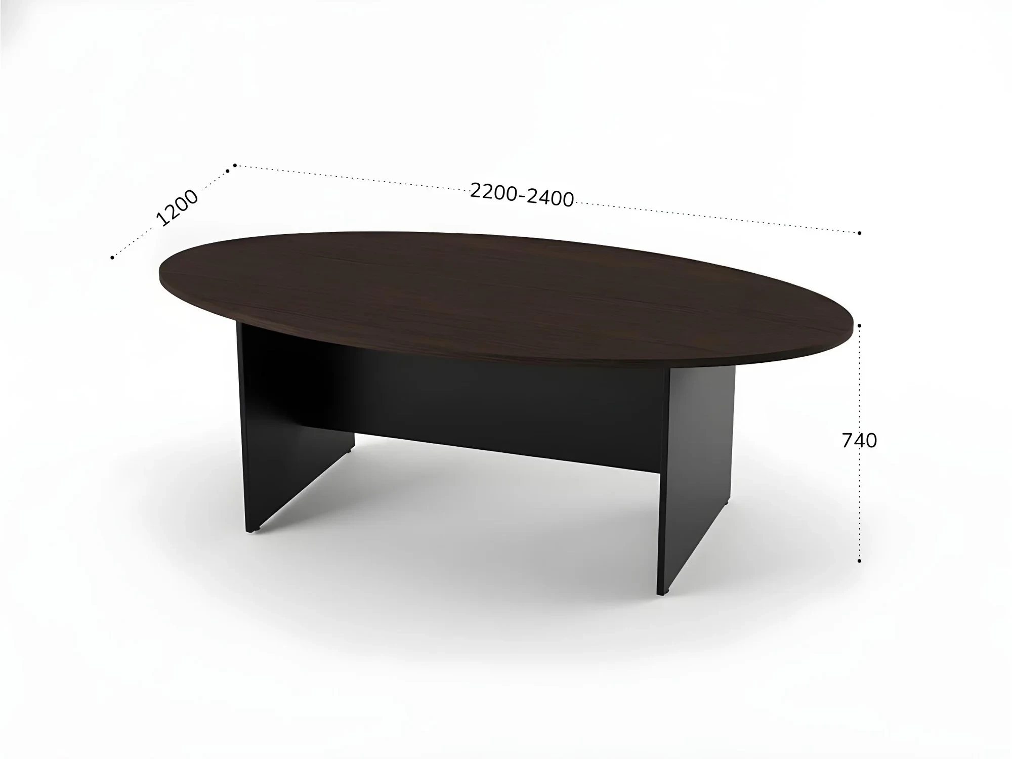 BRL RB007-220х120 Конференц-стол овальный 2200х1200х740 Венге/Черный