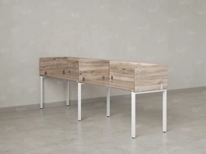 Бенч-система в 1 ряд, 2 рабочих места 5 ЛДСП экранов 3200x600x750 RM167-2-32x6 Дуб Маувелла/Белый
