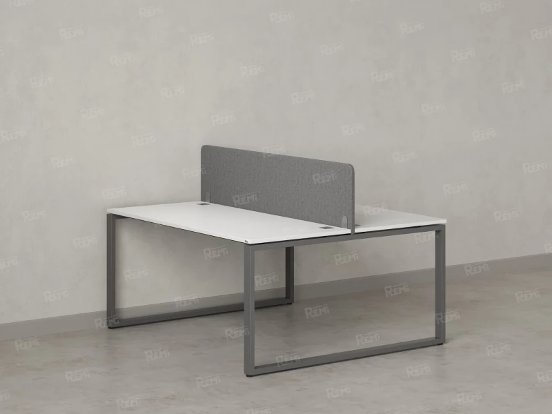 Бенч-система, 2 рабочих места, с одним тканевым экраном 1200x1400x750 RM169-1-12x14 Белый/Серый