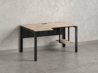 Стол угловой, экран металл, П-опора, левый 1400x900/1200x750, RM059-14x9-12 Дуб Маувелла/Черный