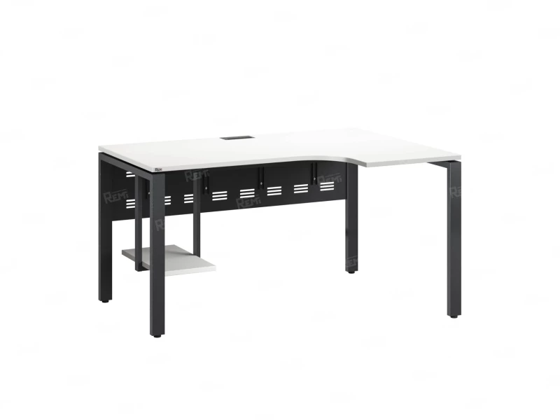 Стол угловой, экран металл, П-опора, правый 1600x700/900x750, RM058-16x7-9 Белый/Серый