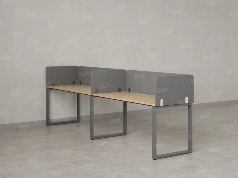 Бенч-система в 1 ряд, 2 рабочих места 5 тканевых экранов 3200x800x750 RM168-1-32x8 Вяз Швейцарский светлый/Серый