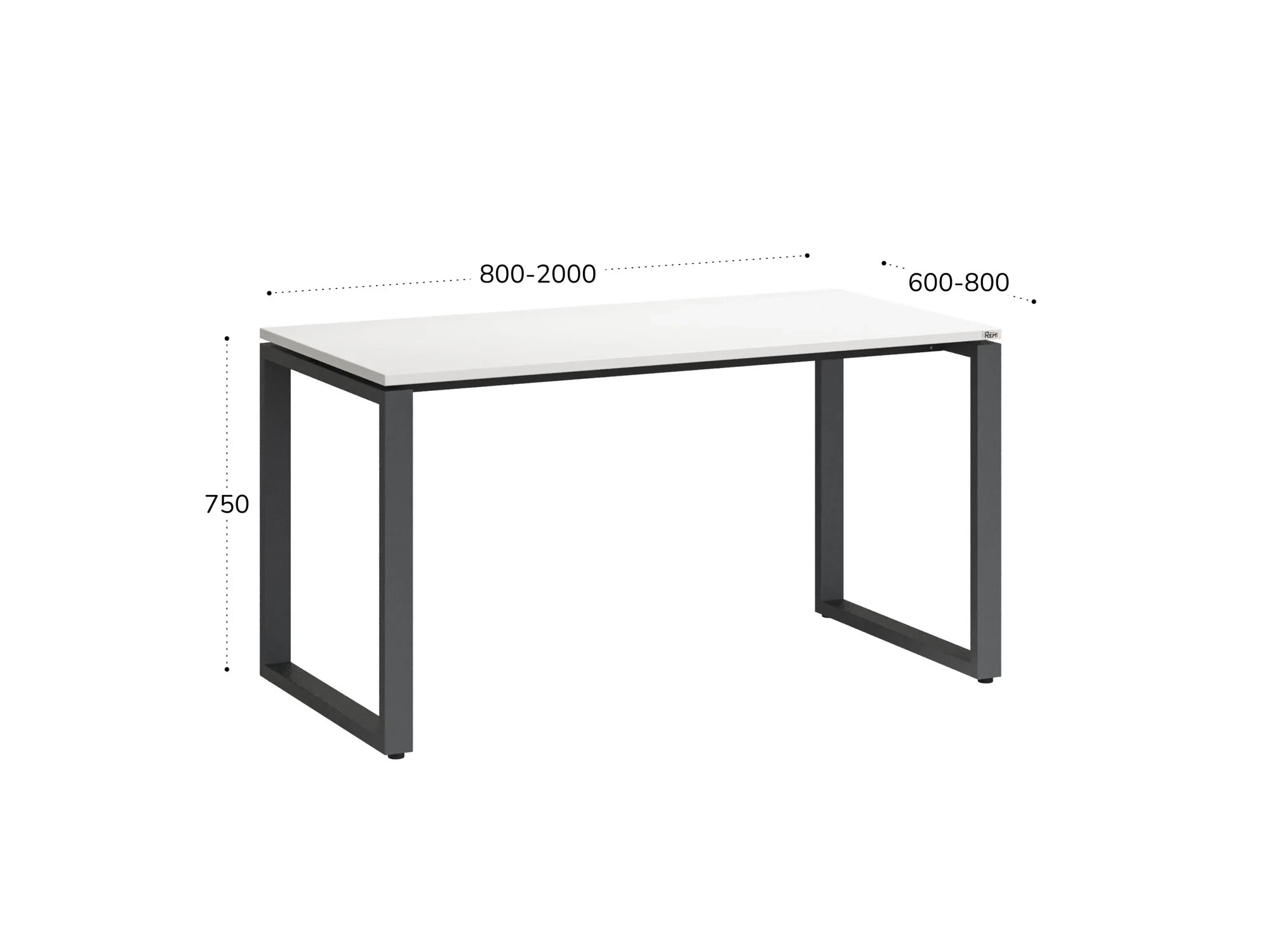 Стол прямой на O-образных опорах 1800x700x750 RM002-18x7 Белый/Серый