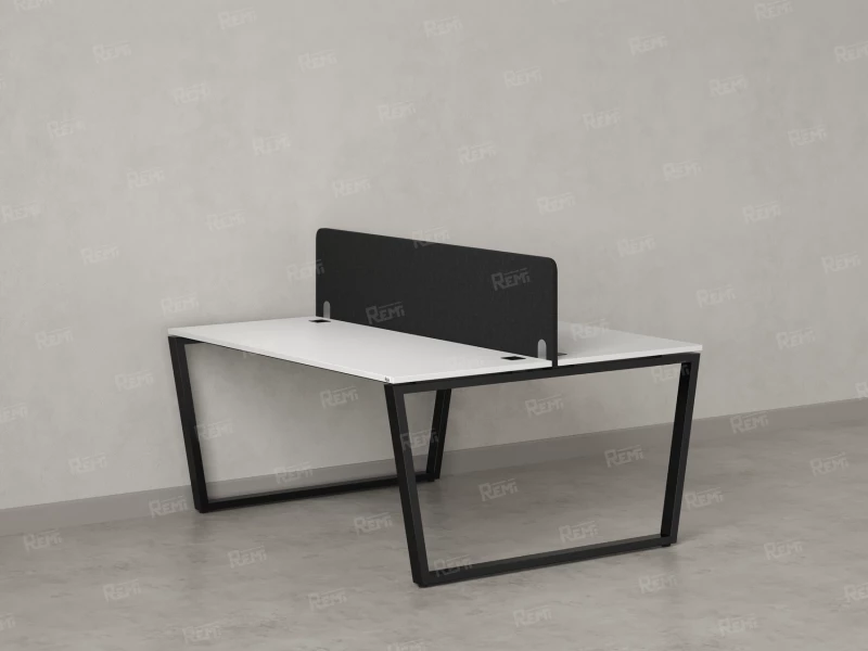 Бенч-система, 2 рабочих места, с одним тканевым экраном 1200x1400x750 RM172-1-12x14 Белый/Черный