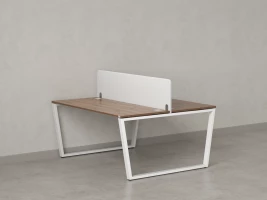 Бенч-система, 2 рабочих места, с одним тканевым экраном 1600x1400x750 RM172-1-16x14 Дуб Юстус/Белый