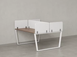 Бенч-система, 2 рабочих места, 5 тканевых экранов 1000x1200x750 RM172-3-10x12 Дуб Юстус/Белый