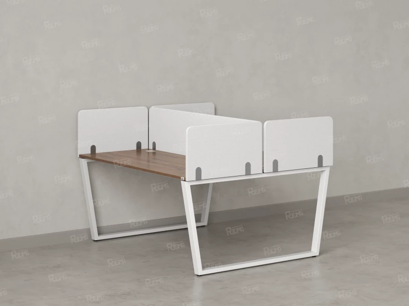 Бенч-система, 2 рабочих места, 5 тканевых экранов 1000x1200x750 RM172-3-10x12 Дуб Юстус/Белый