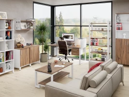 Бенч-система, 2 рабочих места, 5 тканевых экранов 1000x1200x750 RM172-3-10x12 Дуб Юстус/Белый