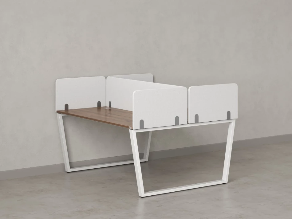 Бенч-система, 2 рабочих места, 5 тканевых экранов 1000x1200x750 RM172-3-10x12 Дуб Юстус/Белый