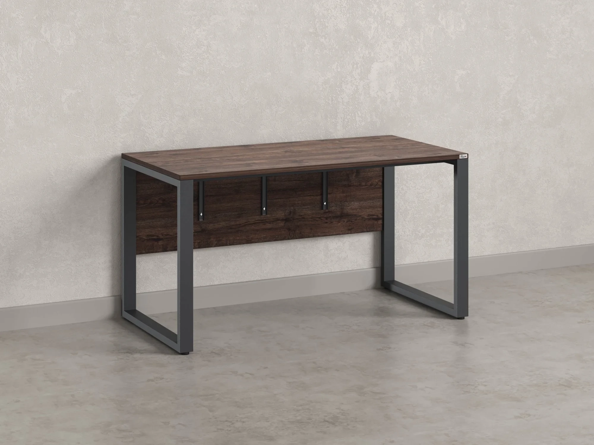 Стол прямой на О-образных опорах, экран ЛДСП 1200x600x750 RM006-12x6 Дуб Апрельский шоколад/Серый