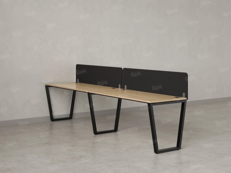 Бенч-система в 1 ряд, 2 рабочих места 2 тканевых экранов 2000x700x750 RM174-3-20x7 Вяз Швейцарский светлый/Черный