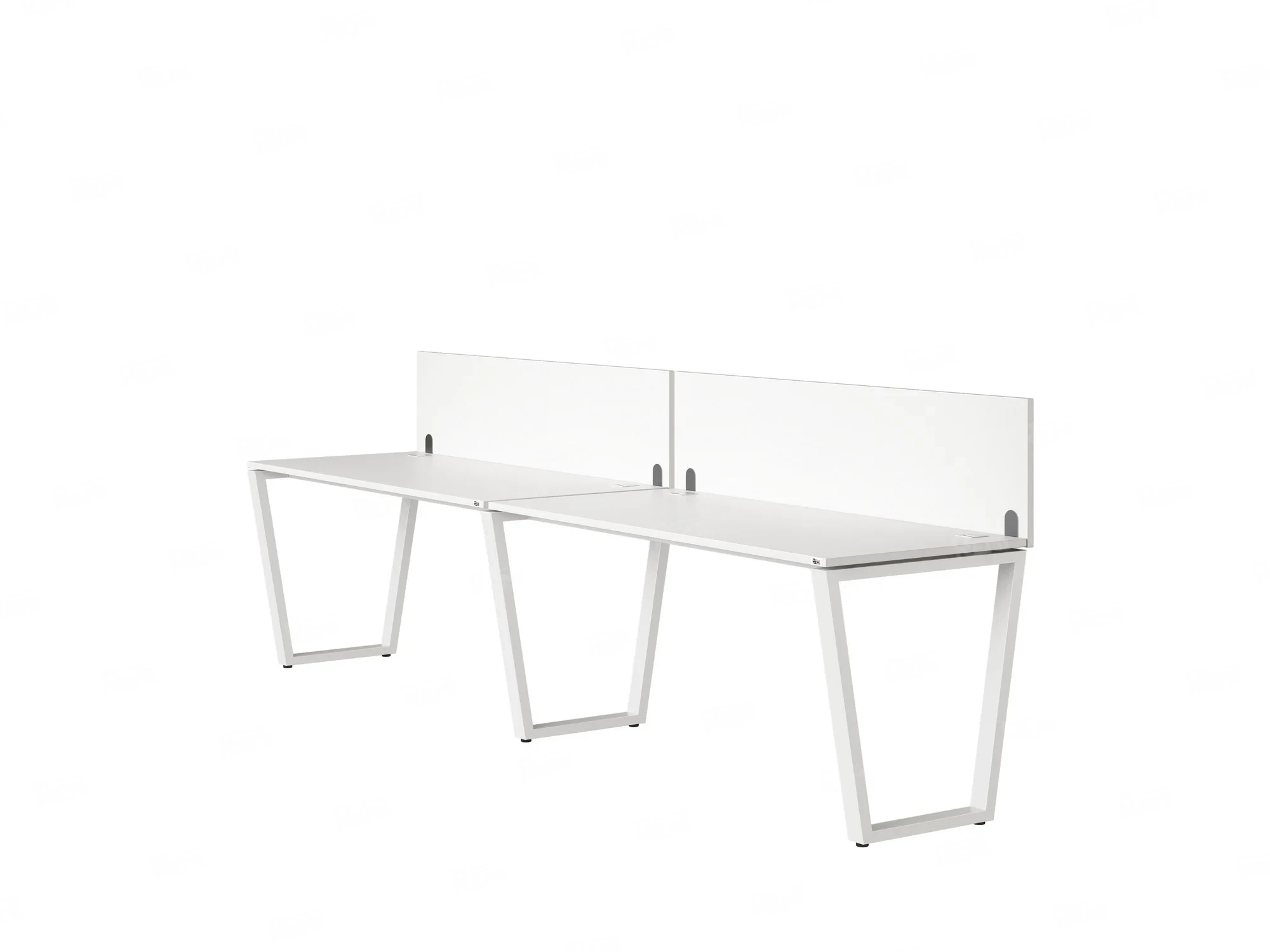 Бенч-система в 1 ряд, 2 рабочих места 2 ЛДСП экранов 3600x700x750 RM174-4-36x7 Белый/Белый