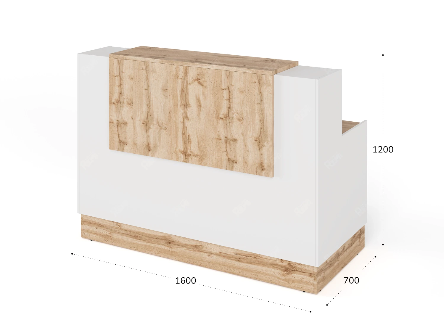 Стойка ресепшн 1-160 1600x700x1200 RTD083 Вотан/Белый. Серия Тандем / Tandem. Серия Тандем / Tandem