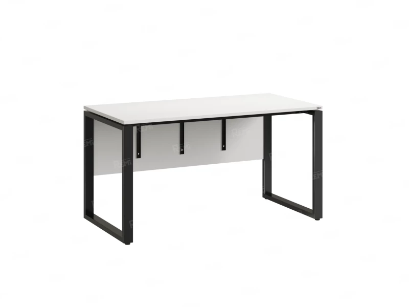 Стол прямой, О-опоры, экран ЛДСП,парящая стол-ца 1400x600x750 RM008-14x6 Белый/Черный