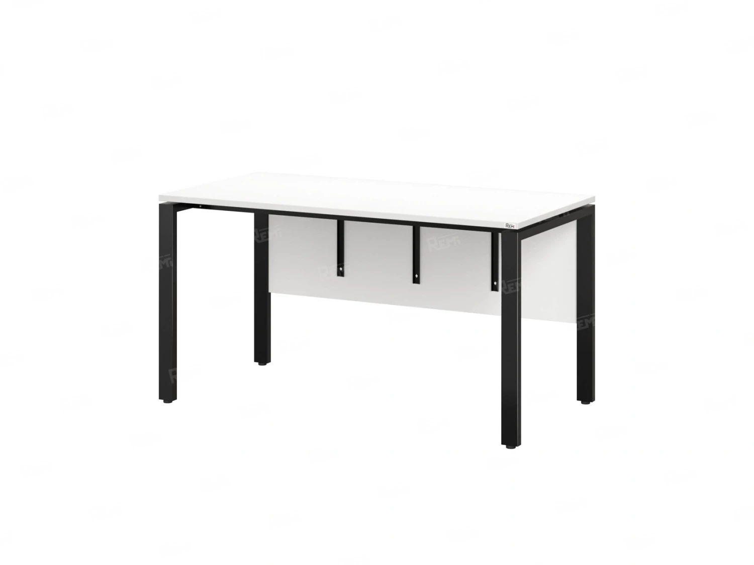Стол прямой, П-опоры, экран ЛДСП,парящая стол-ца 1200x800x750 RM007-12x8 Белый/Черный