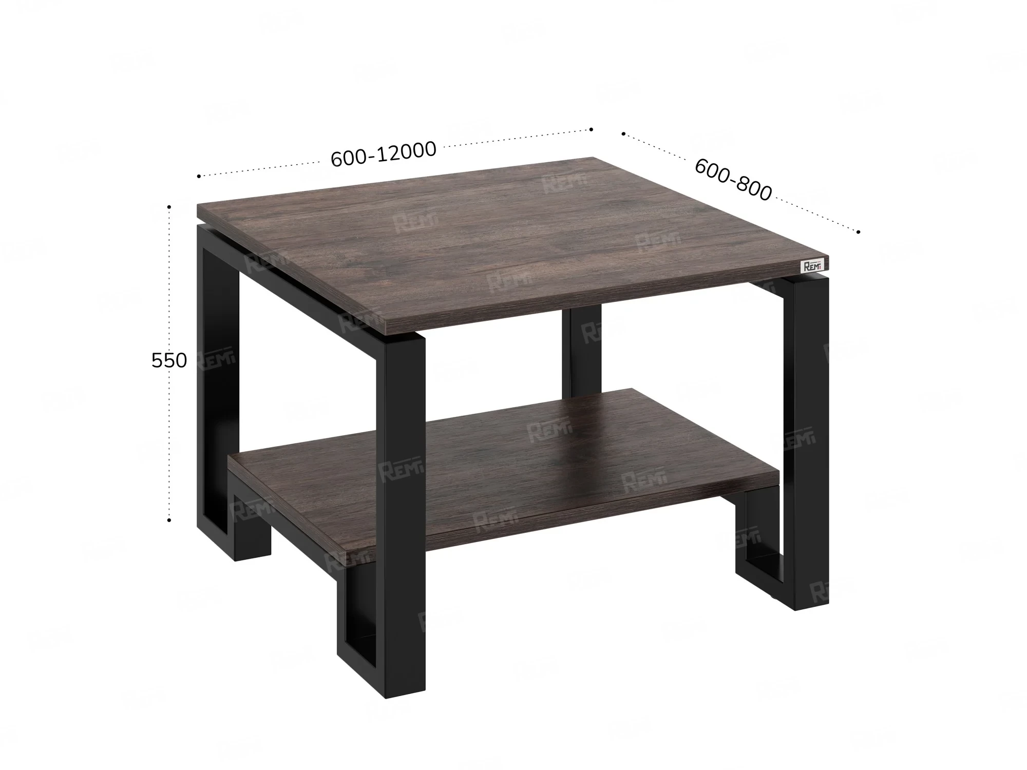 Журнальный стол с полкой 800x700x550 RM181-8x7 Дуб Апрельский шоколад/Черный