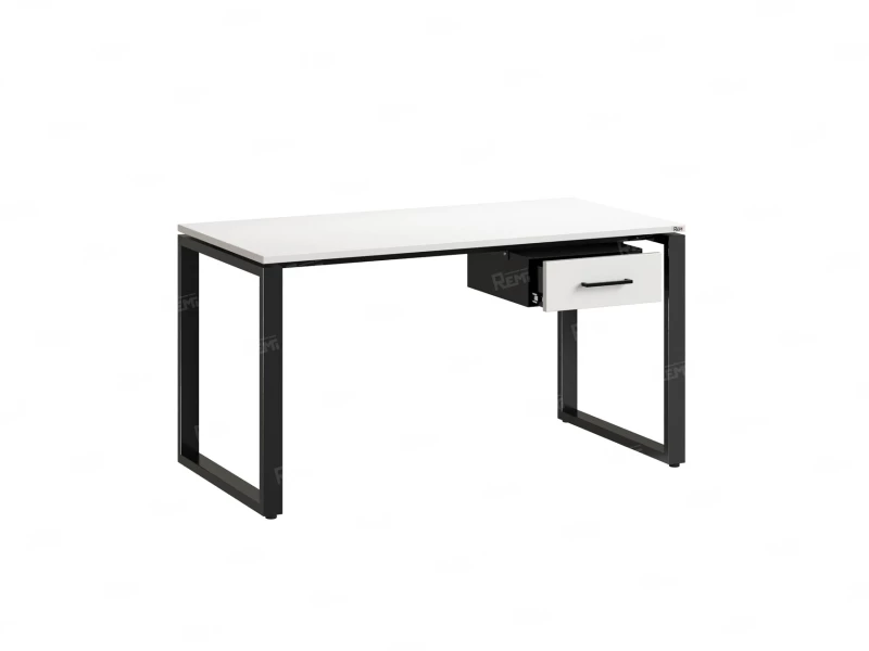 Стол прямой с подвесной тумбой, О-опора 1600x600x750 RM036-16x6 Белый/Черный