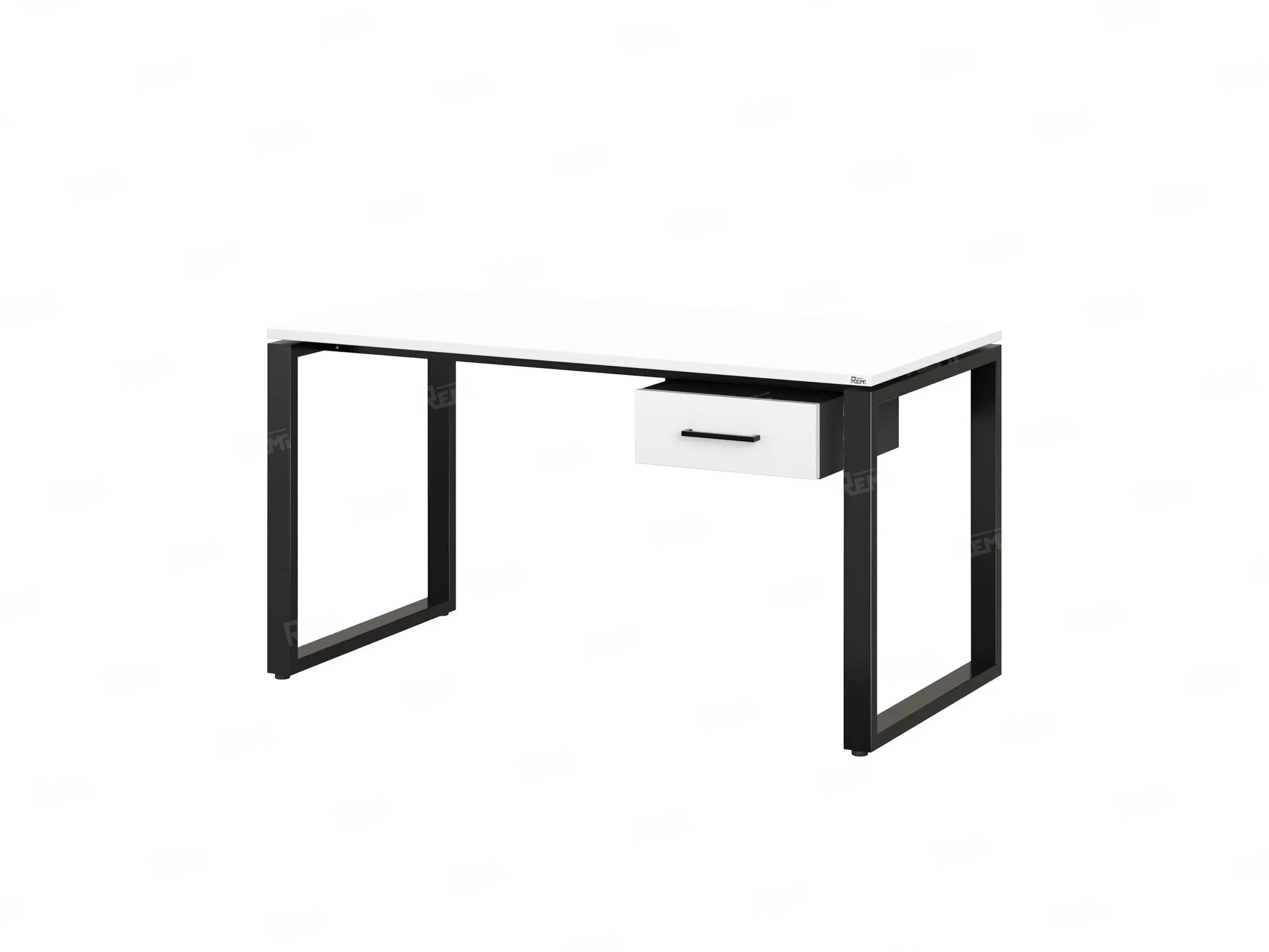 Стол прямой с подвесной тумбой, О-опора 1600x600x750 RM036-16x6 Белый/Черный