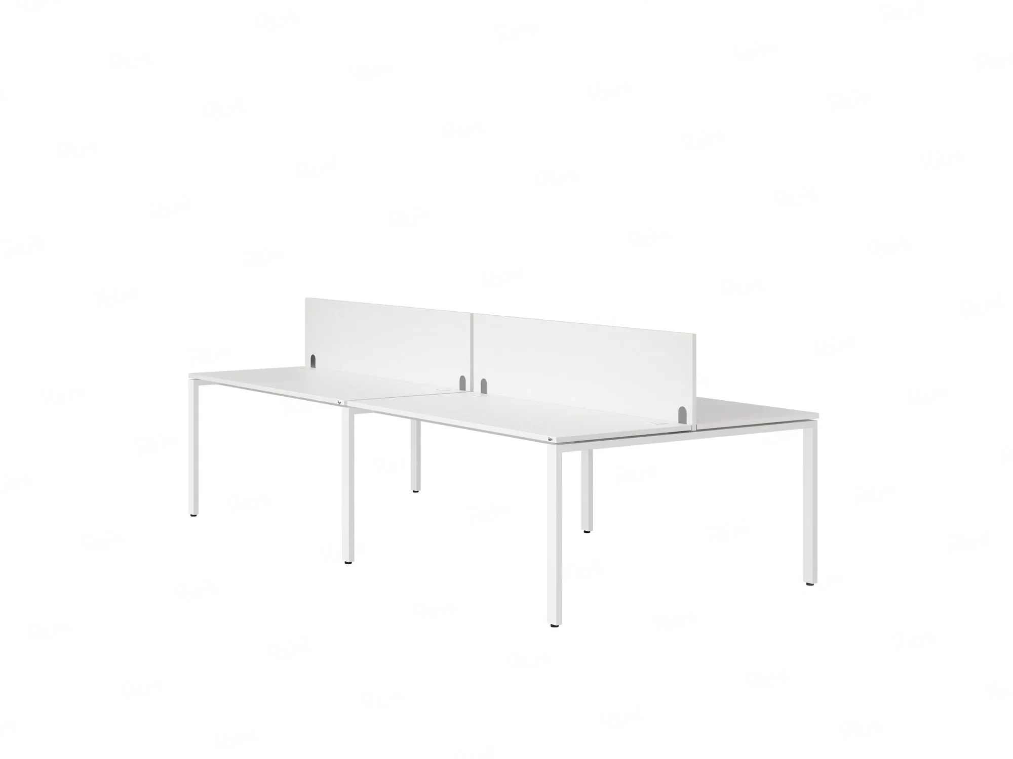 Бенч-система, 4 рабочих места, на П-образных опорах, 2 ЛДСП экранов 3600x1400x750 RM166-4-18x14 Белый/Белый