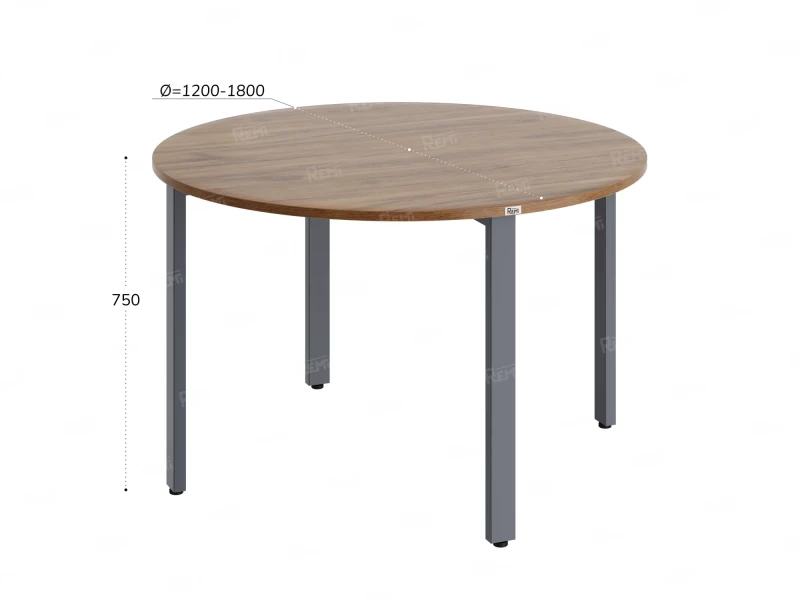 Круглый стол на П-образных опорах 1400x1400x750 RM186-14x14 Дуб Юстус/Серый