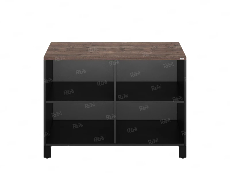 Стеллаж низкий, 4 ячейки 1200х600х850 RM145-12x6 Дуб Апрельский шоколад/Черный