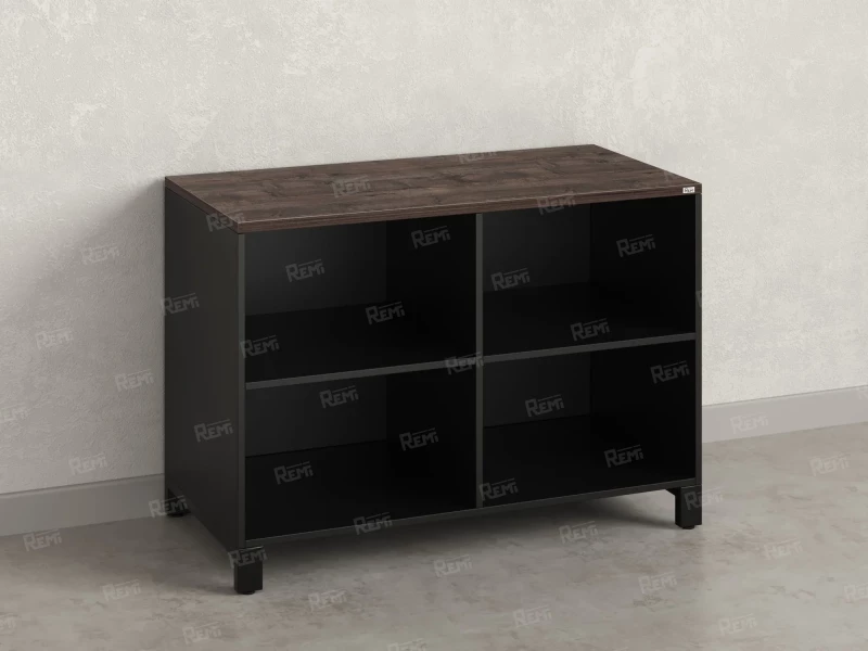 Стеллаж низкий, 4 ячейки 1200х600х850 RM145-12x6 Дуб Апрельский шоколад/Черный