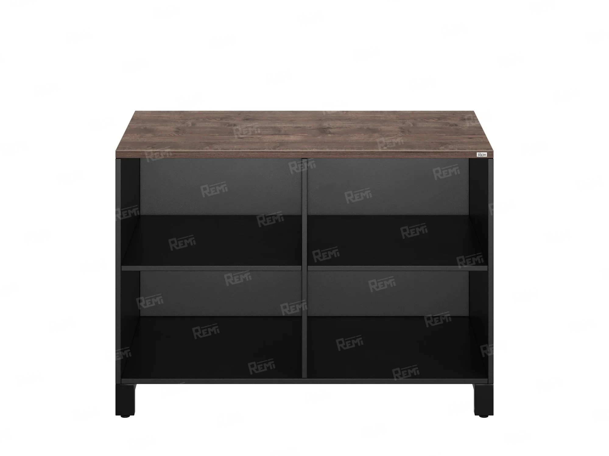 Стеллаж низкий, 4 ячейки 1200х600х850 RM145-12x6 Дуб Апрельский шоколад/Черный