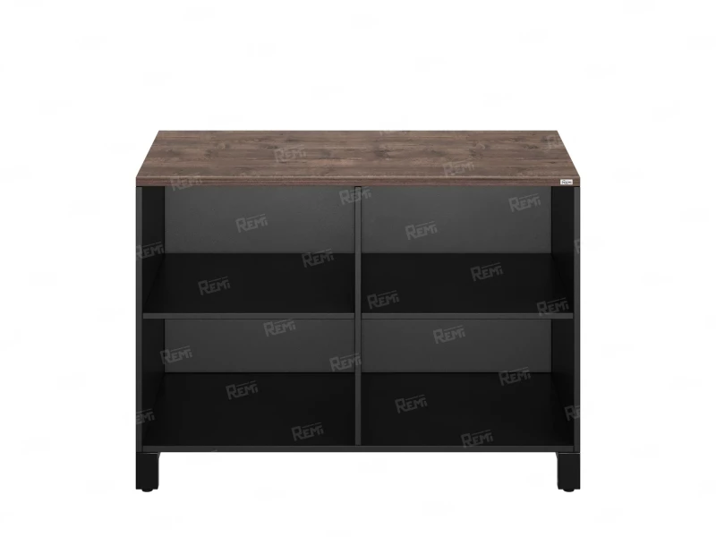 Стеллаж низкий, 4 ячейки 1200х600х850 RM145-12x6 Дуб Апрельский шоколад/Черный