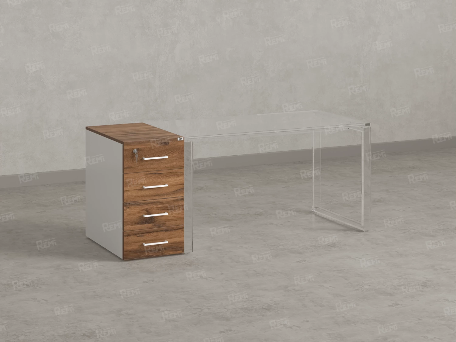 Тумба приставная, 4 ящика 400x600x750 RM121-40x60 Дуб Юстус/Белый