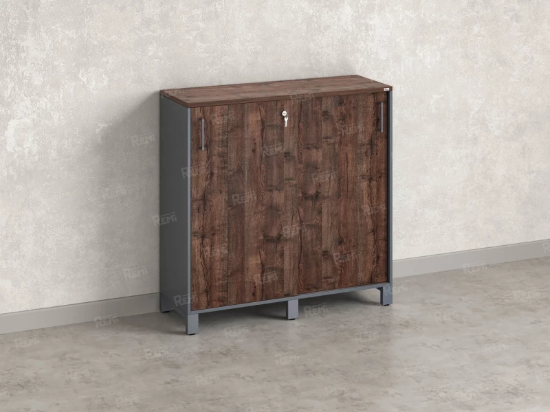 Низкий шкаф-купе, 3 полки 1200x420x1200 RM128-120x42 Дуб Апрельский шоколад/Серый