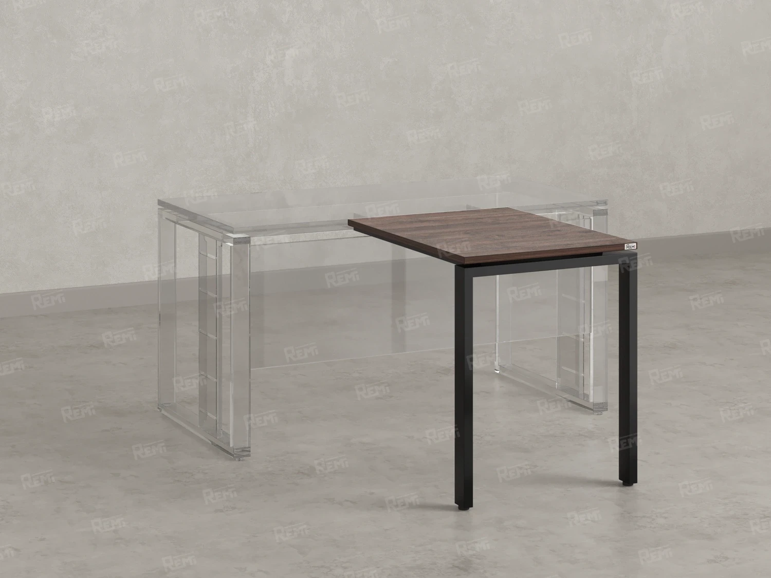 Брифинг прямой, с парящей столешнецей, на П-образном каркасе 1100x800x750 RM070-11x8 Дуб Апрельский шоколад/Черный