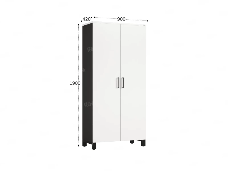 Шкаф распашной, 5 уровней 900x420x1900 RM152-90x41 Белый/Черный