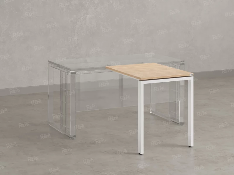 Брифинг прямой, с парящей столешнецей, на П-образном каркасе 1800x800x750 RM070-18x8 Вяз Швейцарский светлый/Белый