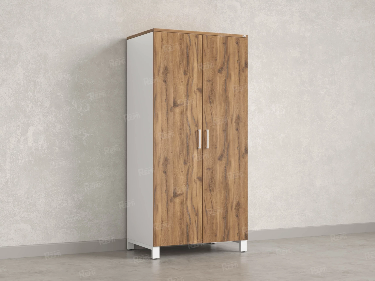 Гардероб, штанга, 1 полка 900x600x1900 RM158-90x60 Дуб Юстус/Белый