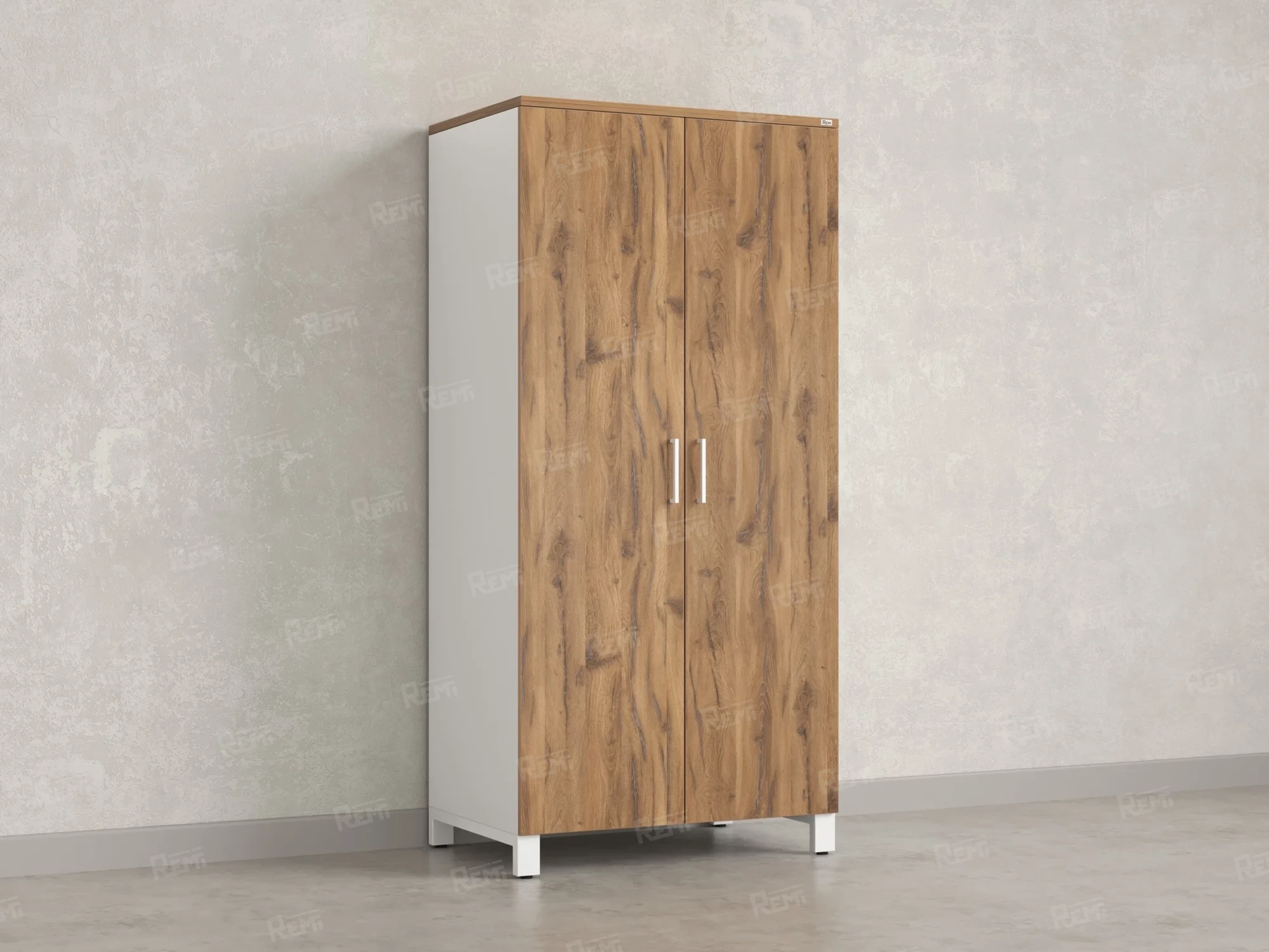 Гардероб, штанга, 1 полка 900x600x1900 RM158-90x60 Дуб Юстус/Белый