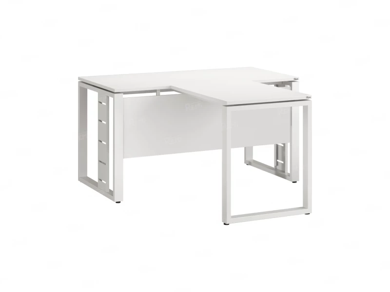 Стол с брифингом с парящей столешницей на О-образных опорах с экраном ЛДСП RM045-12x7 1200x1900x750 Белый/Белый