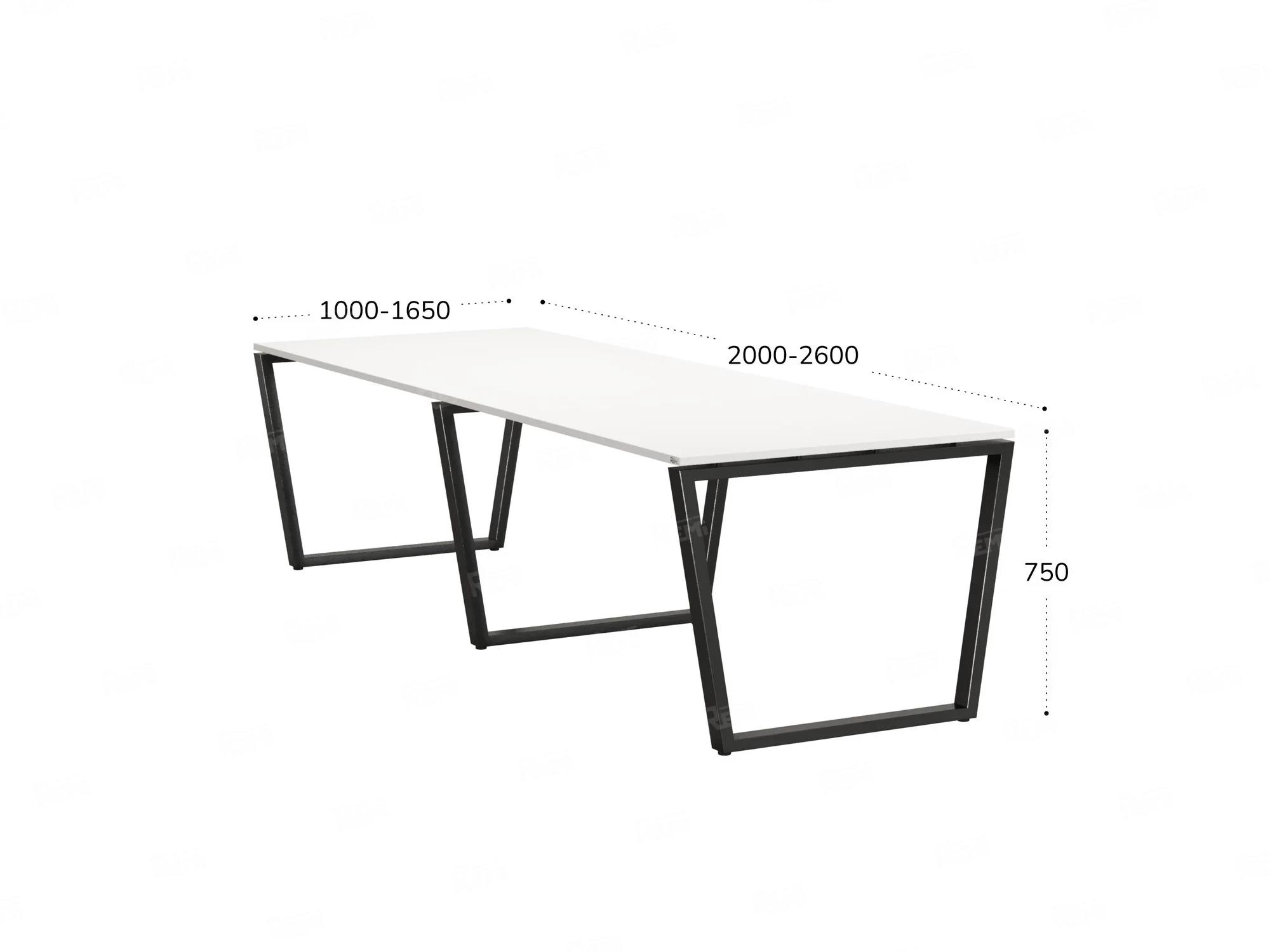 Cтол для переговоров, на V-обазном каркасе 2200x1250x750 RM082-220x125 Белый/Черный