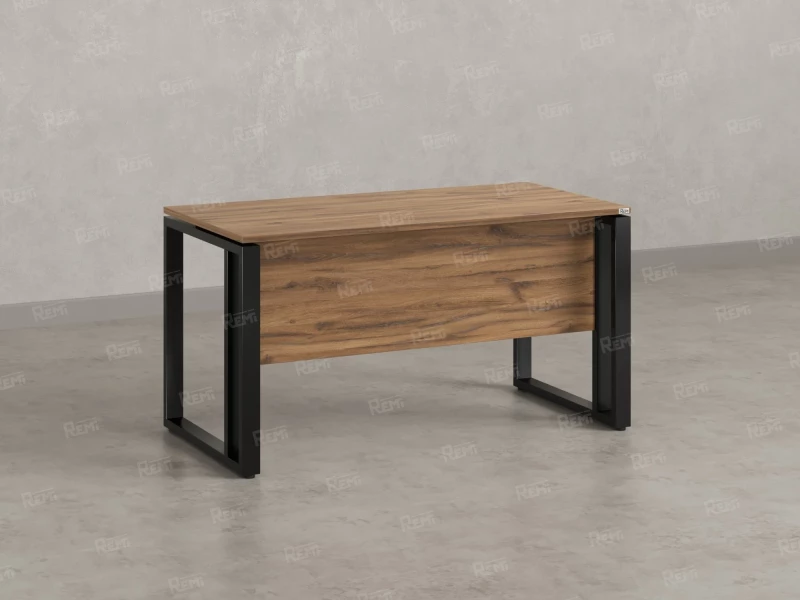 Стол прямой на О-образных опорах с экраном ЛДСП 1000x700x750 RM041-10x7 Юстус/Черный